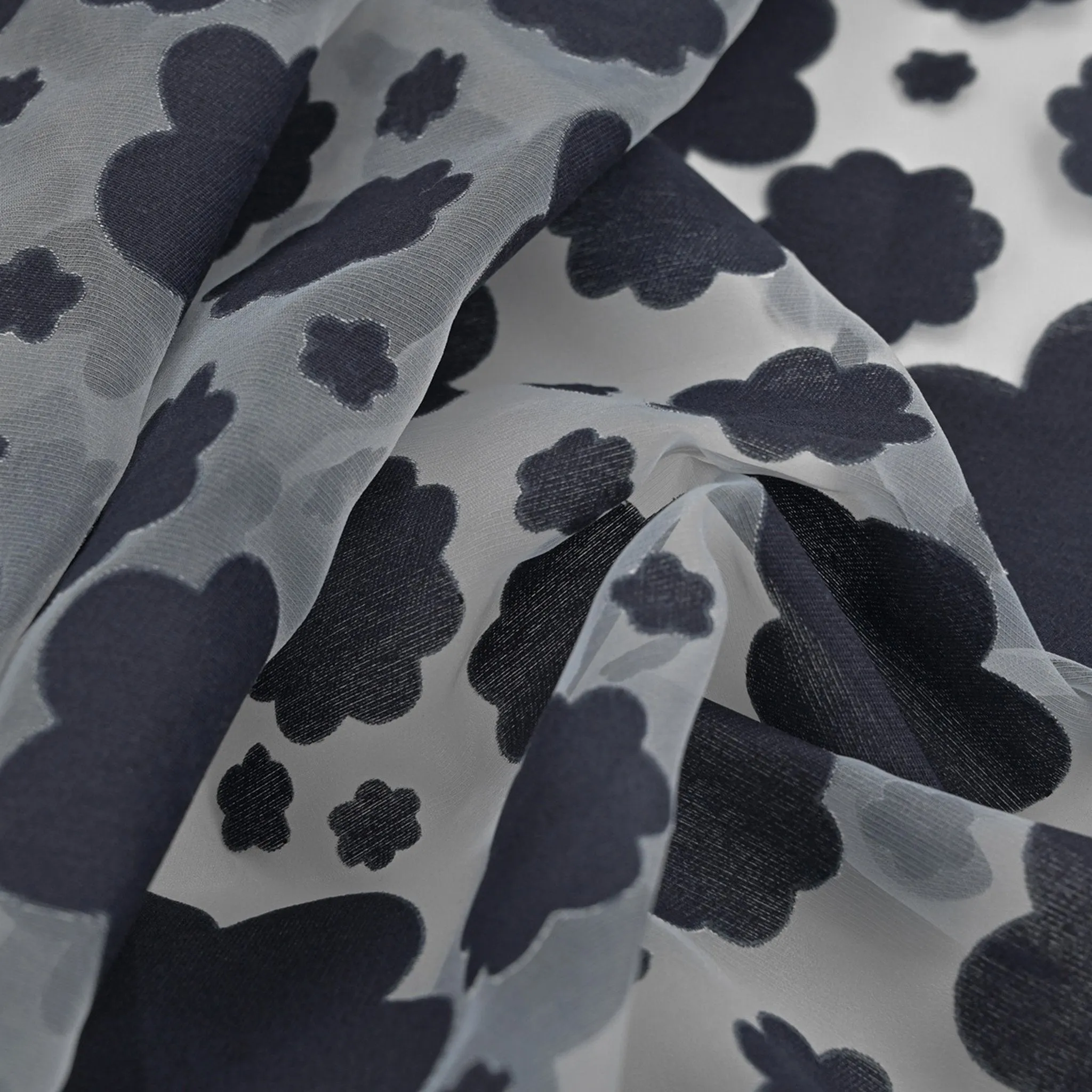 Navy Floral Organza Fabric 99765