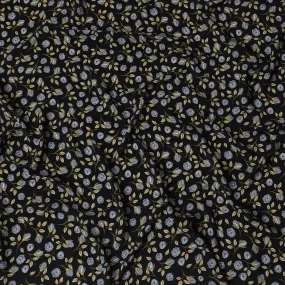 Nocturnal Elegance Rose Print Crepe Silk Fabric, 110cm Width - Chic Versatility for Fashion & DÃ©cor-D18914