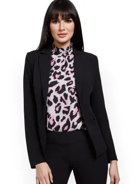 Petite Faux-Pocket Button-Front Blazer - Essential Stretch