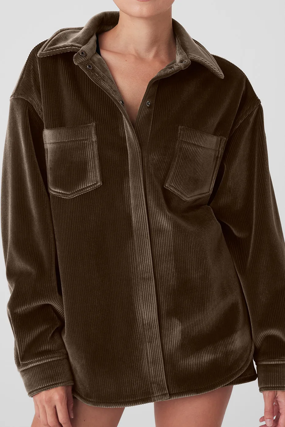 Ribbed Velour Mountain Side Shacket - Macchiato