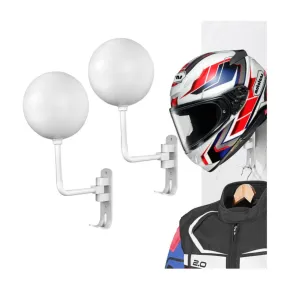 (Set of 2) Metal motorcycle helmet holder coat rack wall hook bicycle helmet coat hook - white