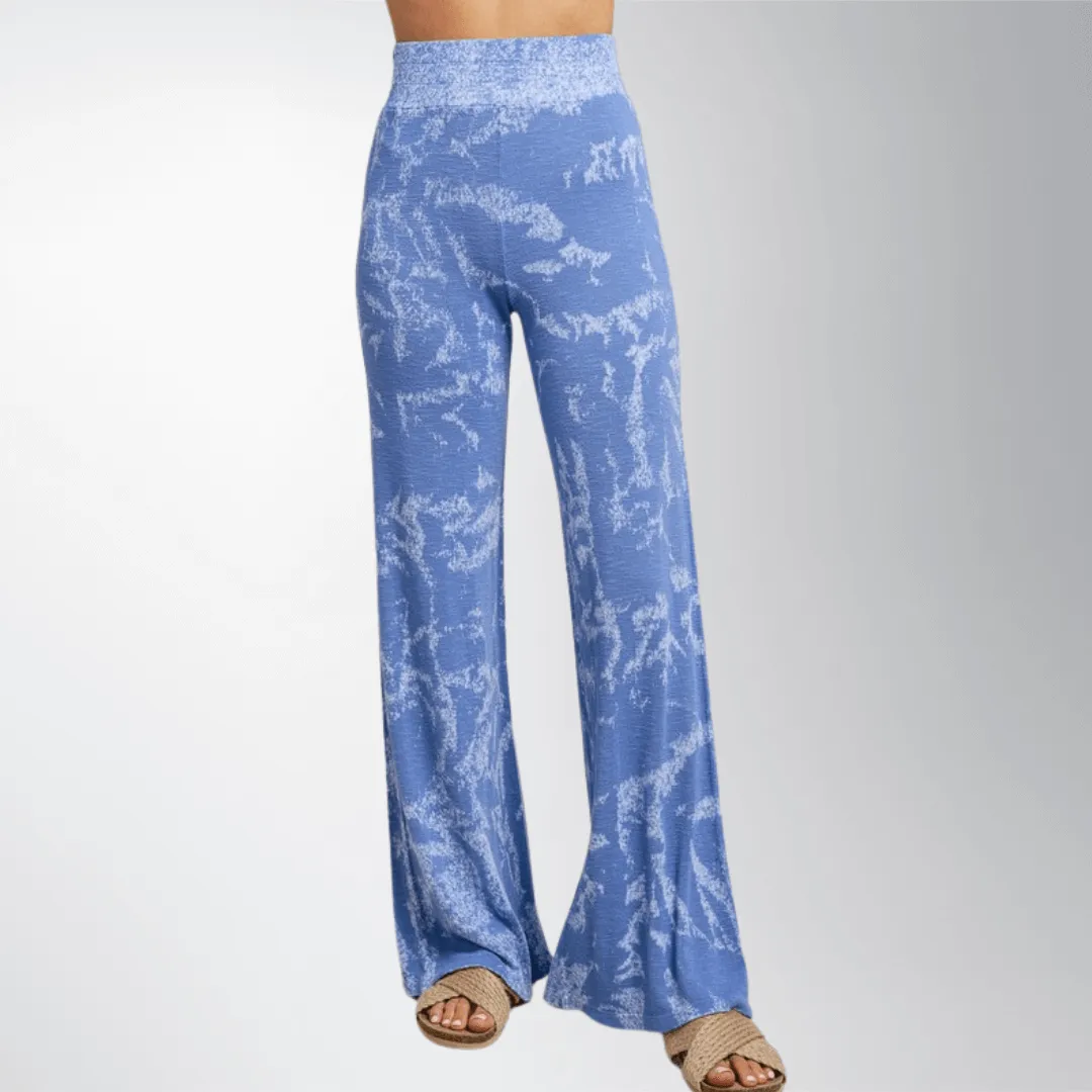 Shades of Blue Tie Dye Wide Leg  Pants Made in USA