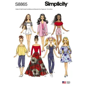 Simplicity Pattern S8865 11 1 / 2" Fashion Doll Clothes 8865