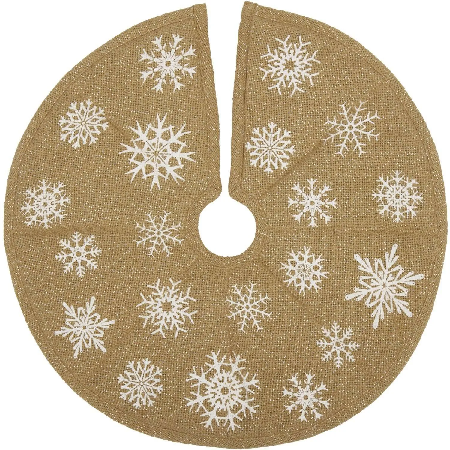 Snowflake Burlap Natural Mini Christmas Tree Skirt 21 VHC Brands