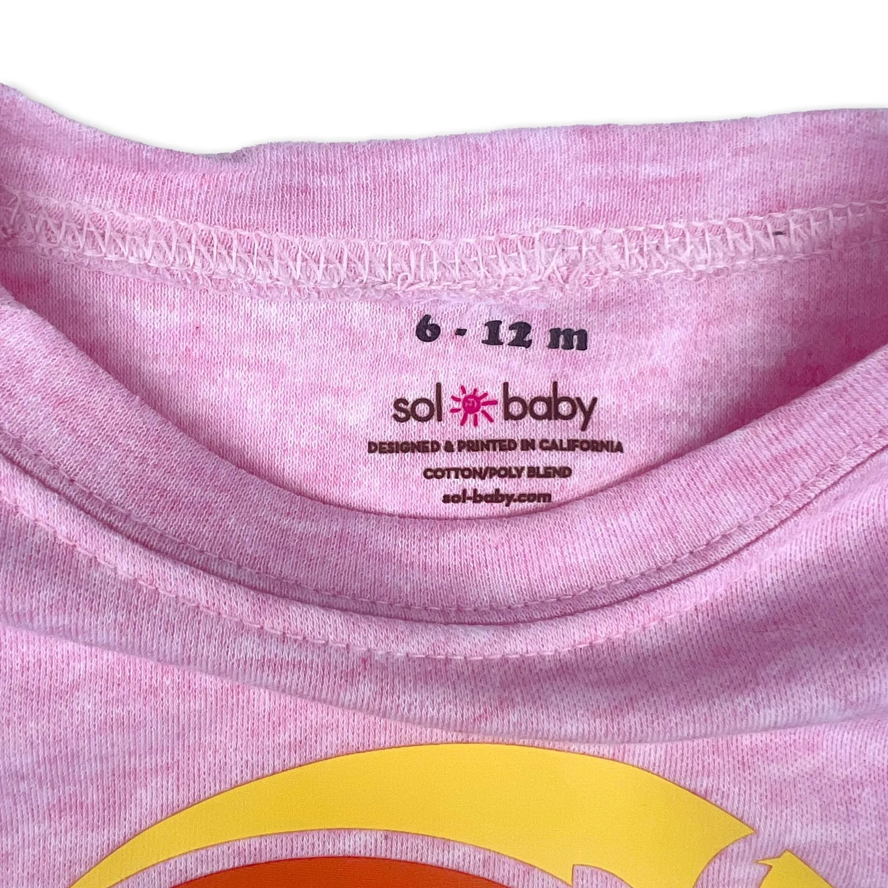 Sol Baby California Sunset Palm Ocean Long Sleeve Pink Crew Neck Tee