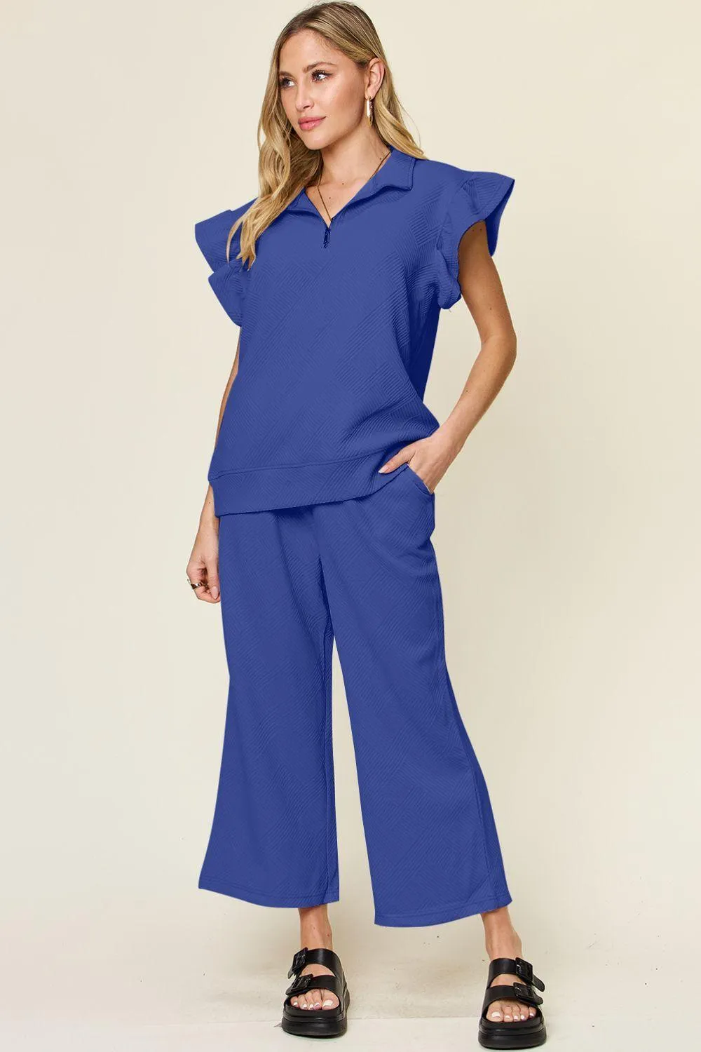 The Comfy Travel Ruffle Top and Pants Set