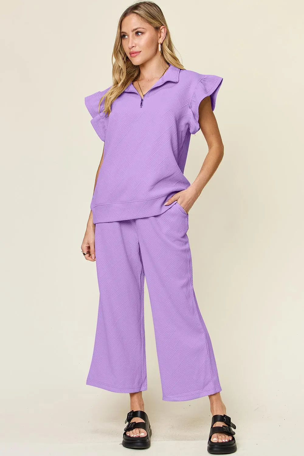 The Comfy Travel Ruffle Top and Pants Set