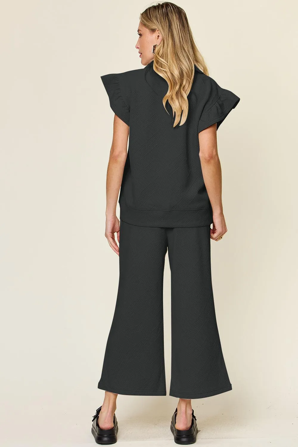 The Comfy Travel Ruffle Top and Pants Set