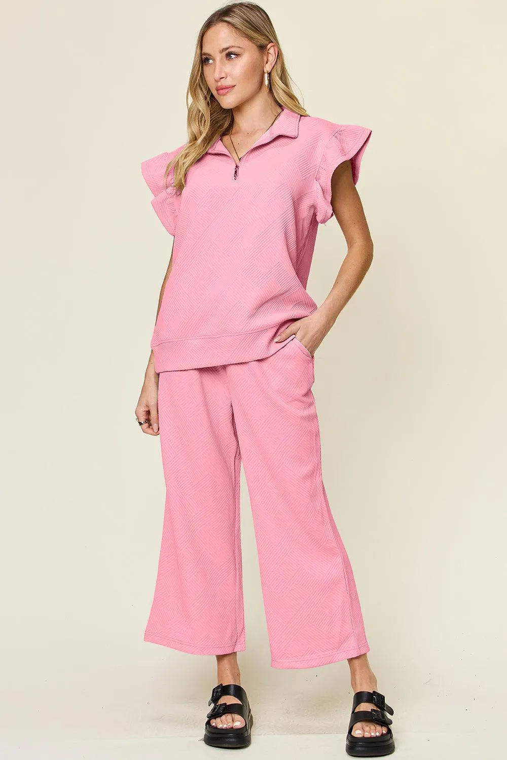 The Comfy Travel Ruffle Top and Pants Set