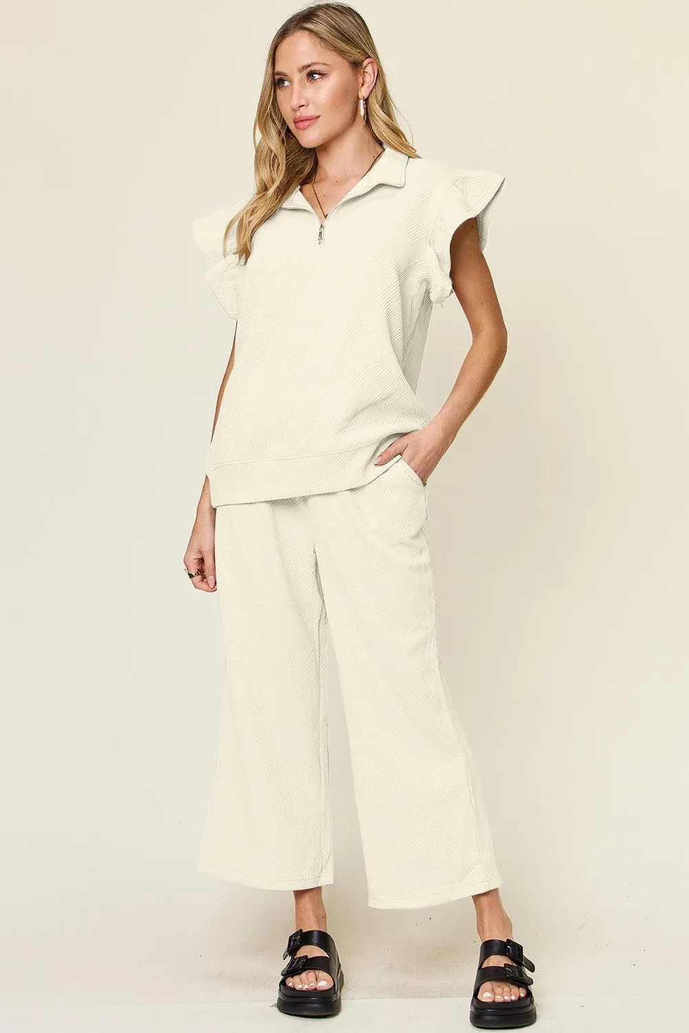 The Comfy Travel Ruffle Top and Pants Set