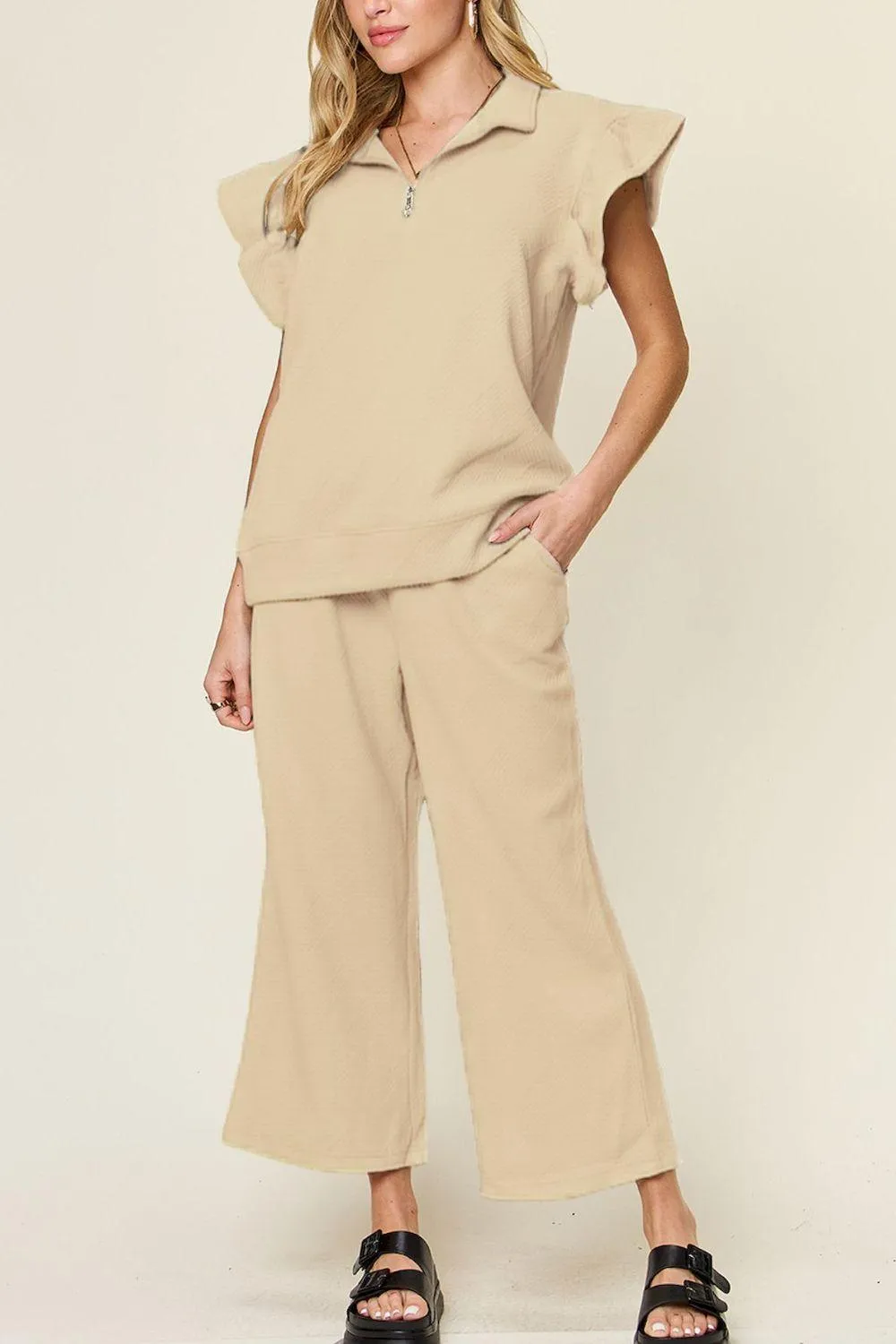 The Comfy Travel Ruffle Top and Pants Set