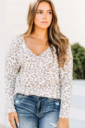 The Real You Cream White Leopard Top