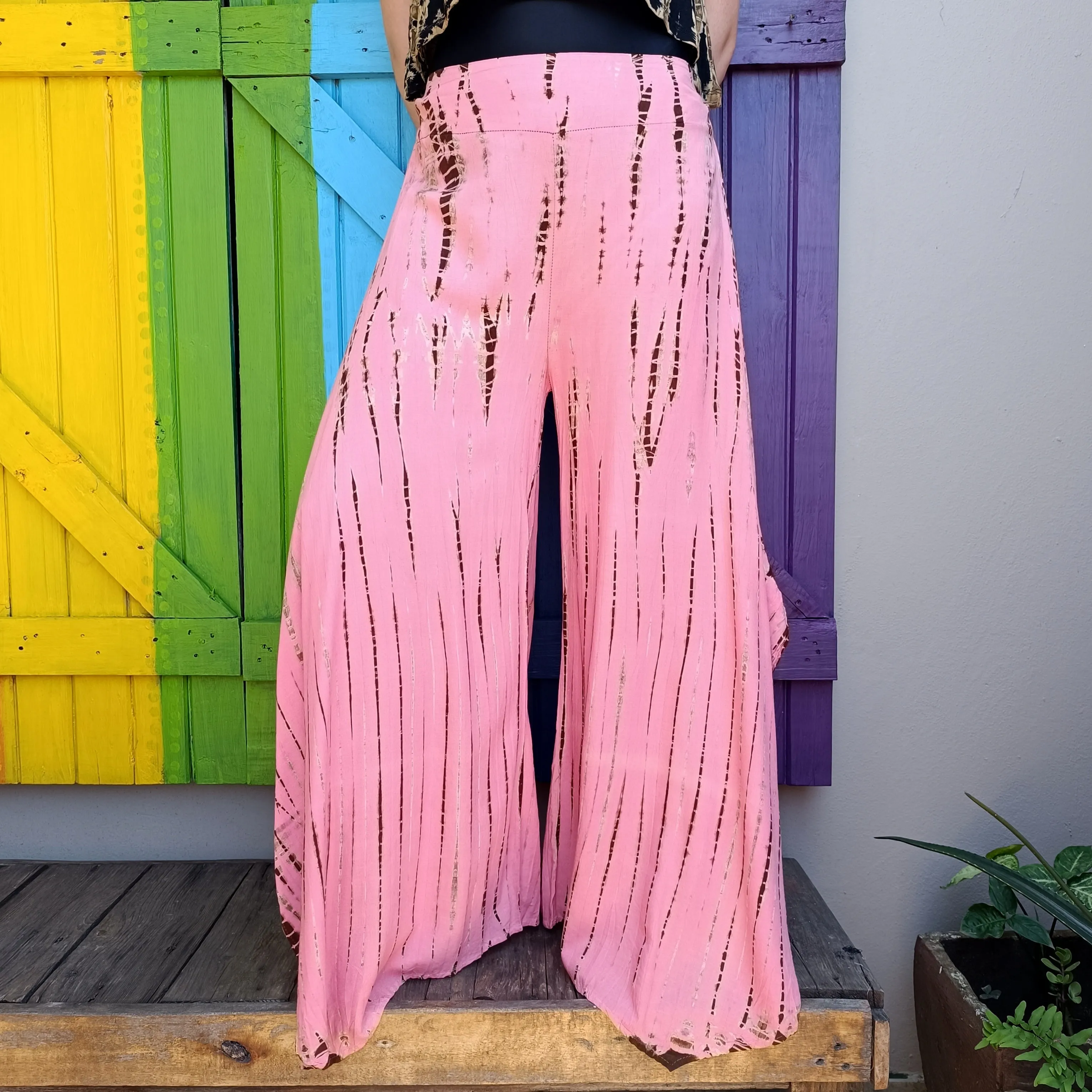 Tie Dye Hippie Square Leg Long Elasticated Pants Rayon