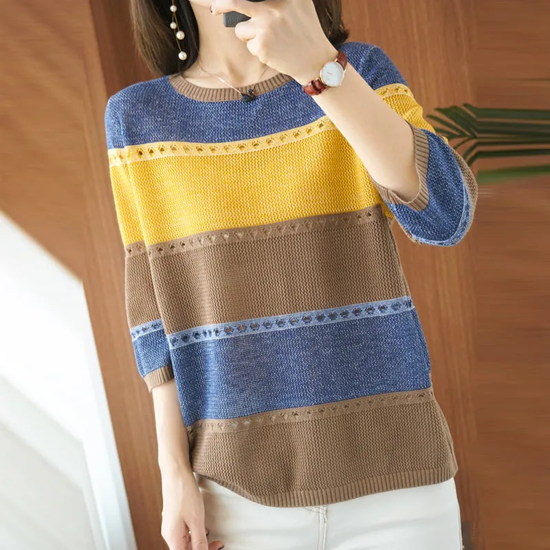 Tina Women Knitted Short Sleeve Sweater