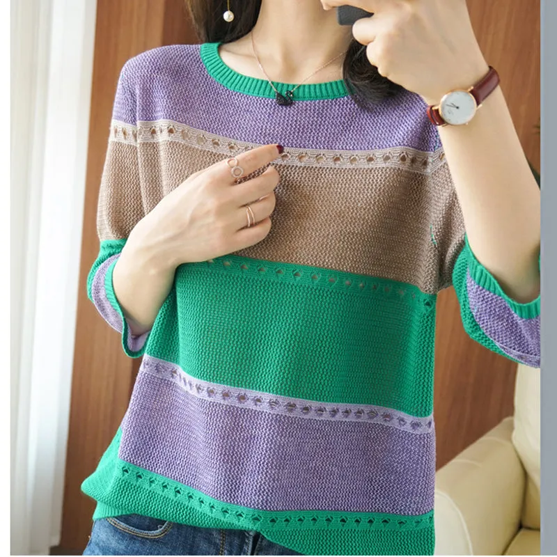 Tina Women Knitted Short Sleeve Sweater