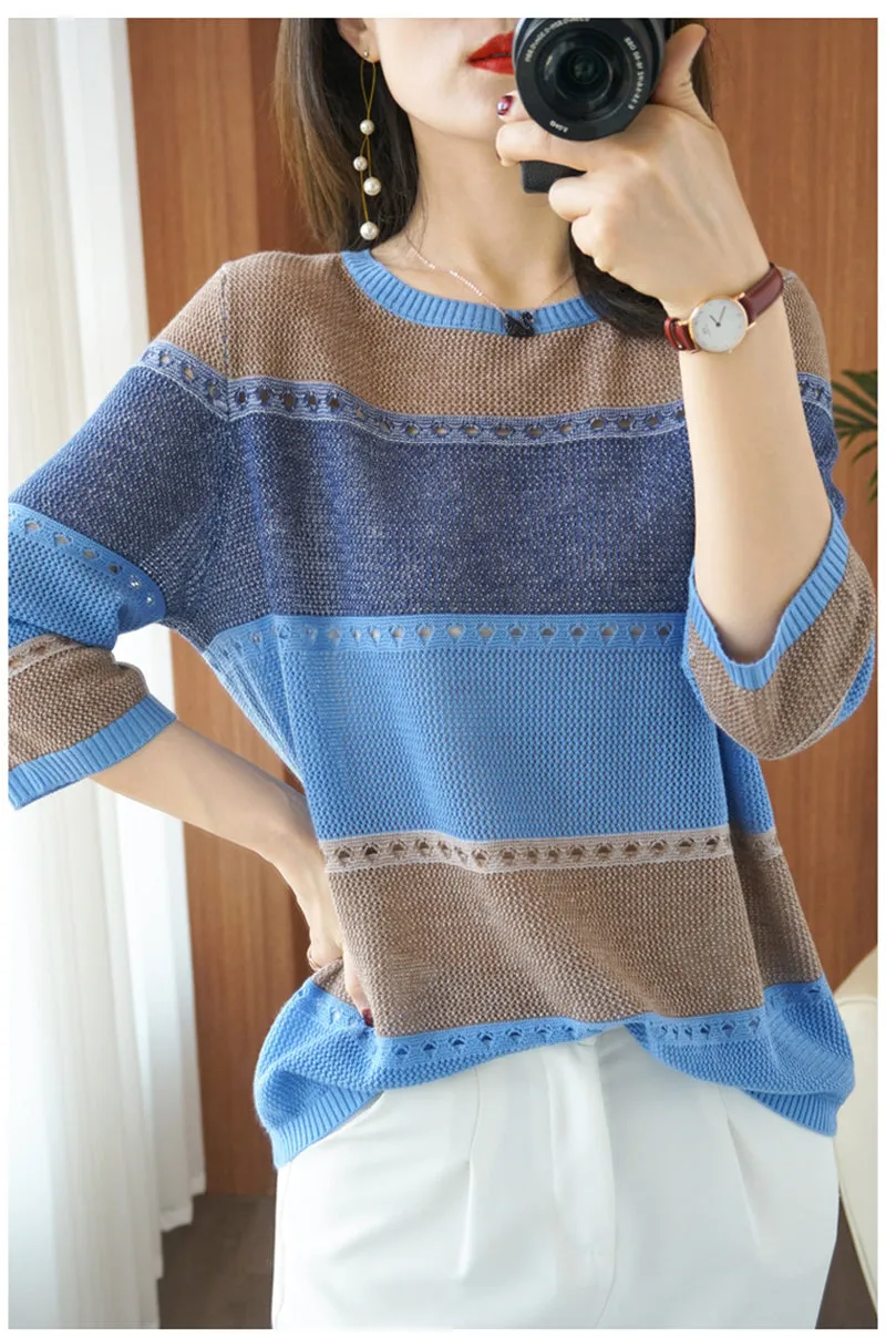 Tina Women Knitted Short Sleeve Sweater