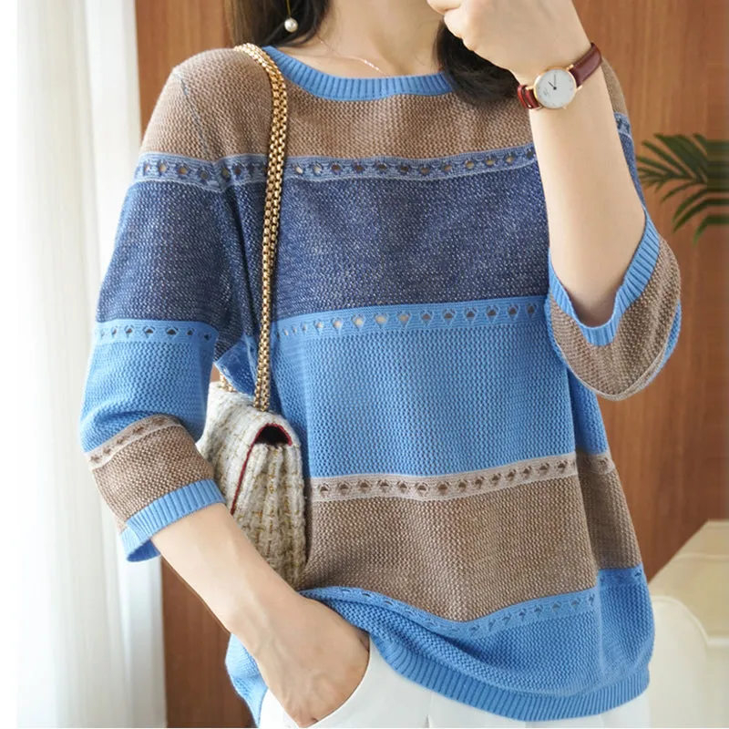 Tina Women Knitted Short Sleeve Sweater