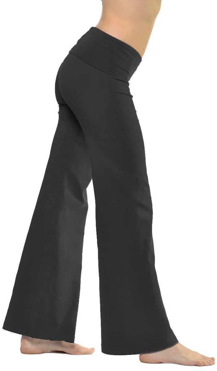 Wide Leg Roll Down Pants (Style W-326, Black) by Hard Tail Forever