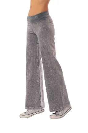 Wide Leg Roll Down Pants (Style W-326, Light Grey Mineral Wash MW11) by Hard Tail Forever