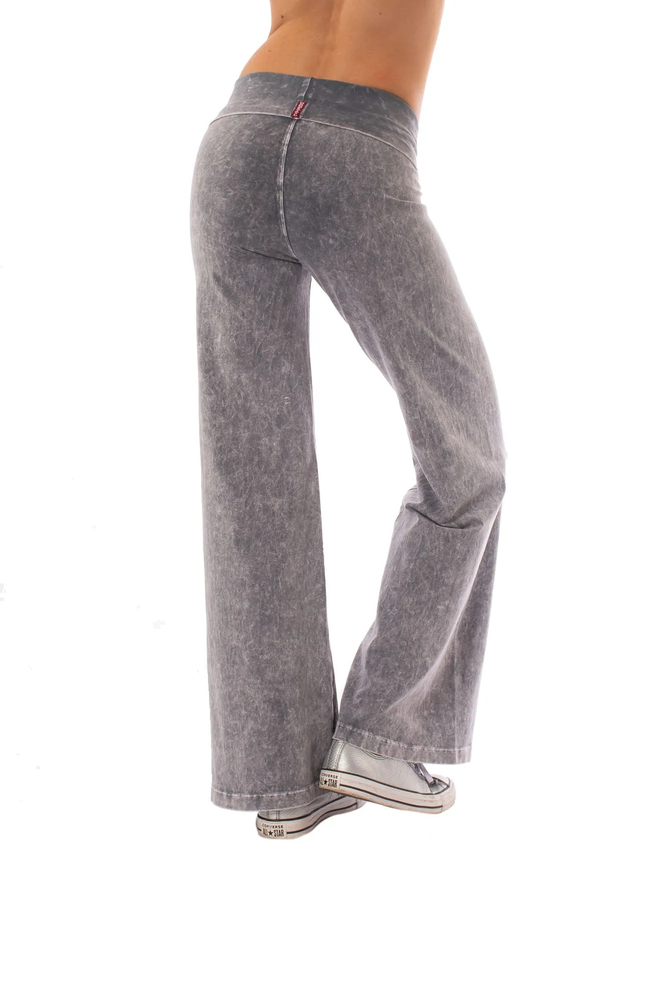 Wide Leg Roll Down Pants (Style W-326, Light Grey Mineral Wash MW11) by Hard Tail Forever