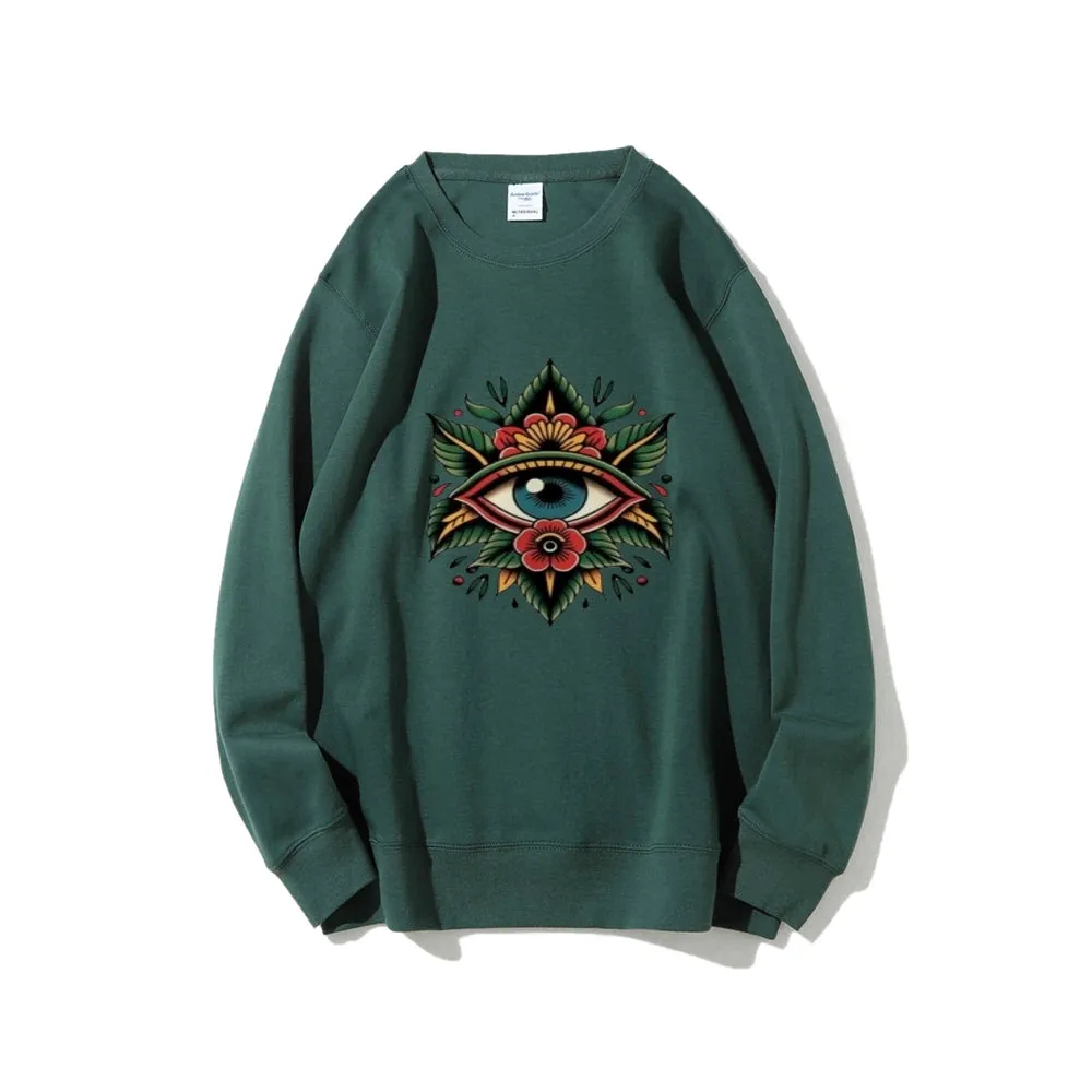 Women Eye and Flower Graphic Sweatshirts