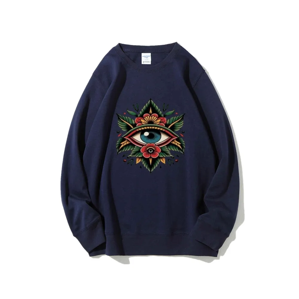 Women Eye and Flower Graphic Sweatshirts