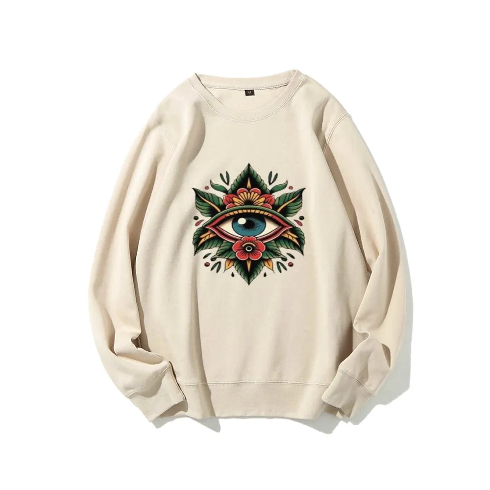 Women Eye and Flower Graphic Sweatshirts