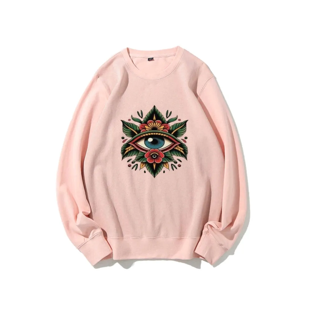 Women Eye and Flower Graphic Sweatshirts