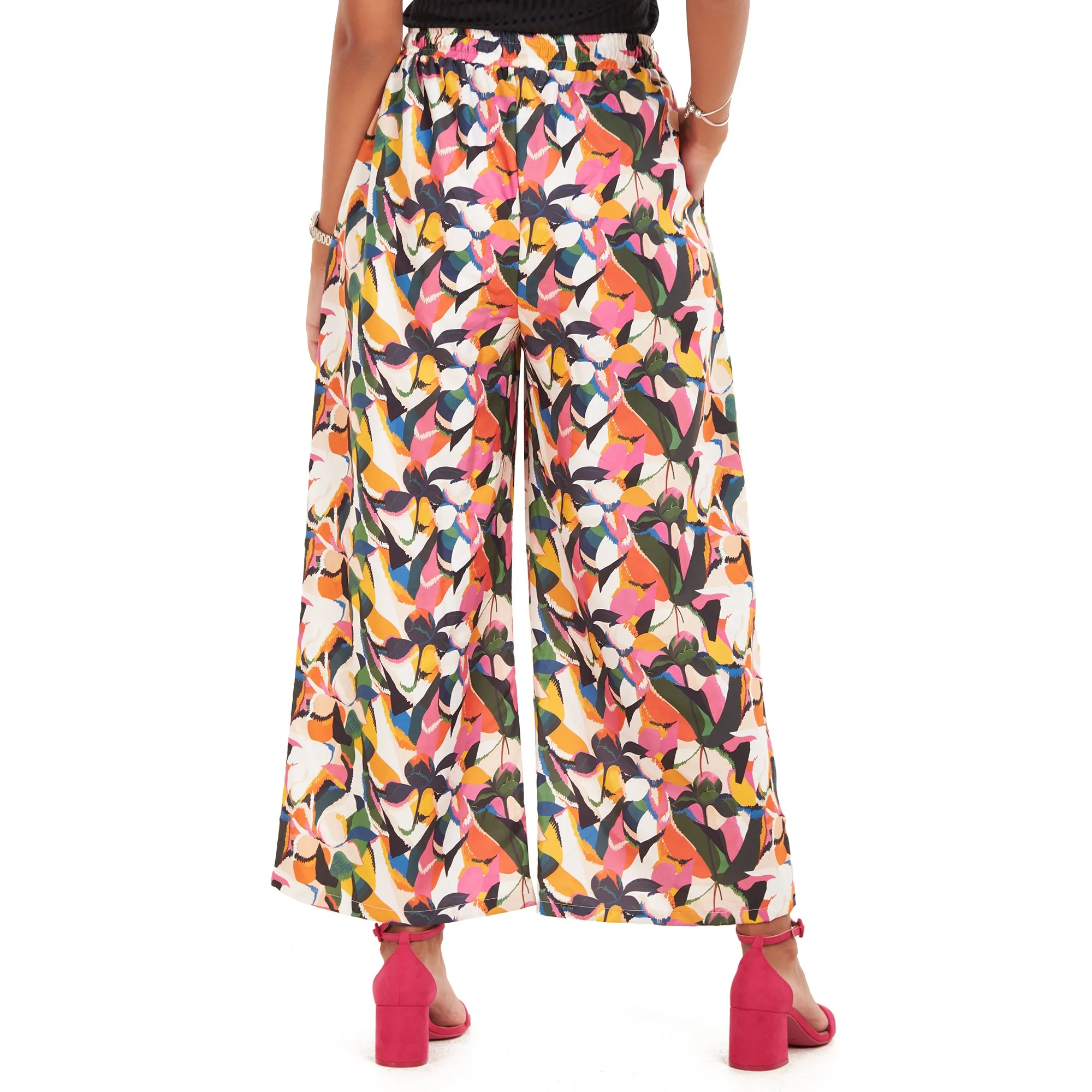 Women summer wide leg pants Floral Abstract