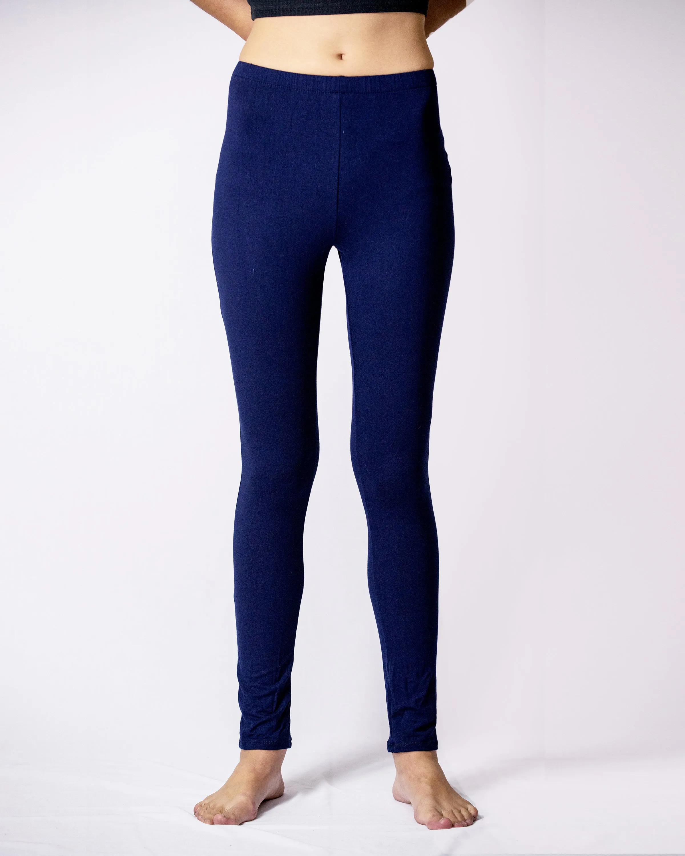 Womens Solid Color Yoga Leggings in Navy