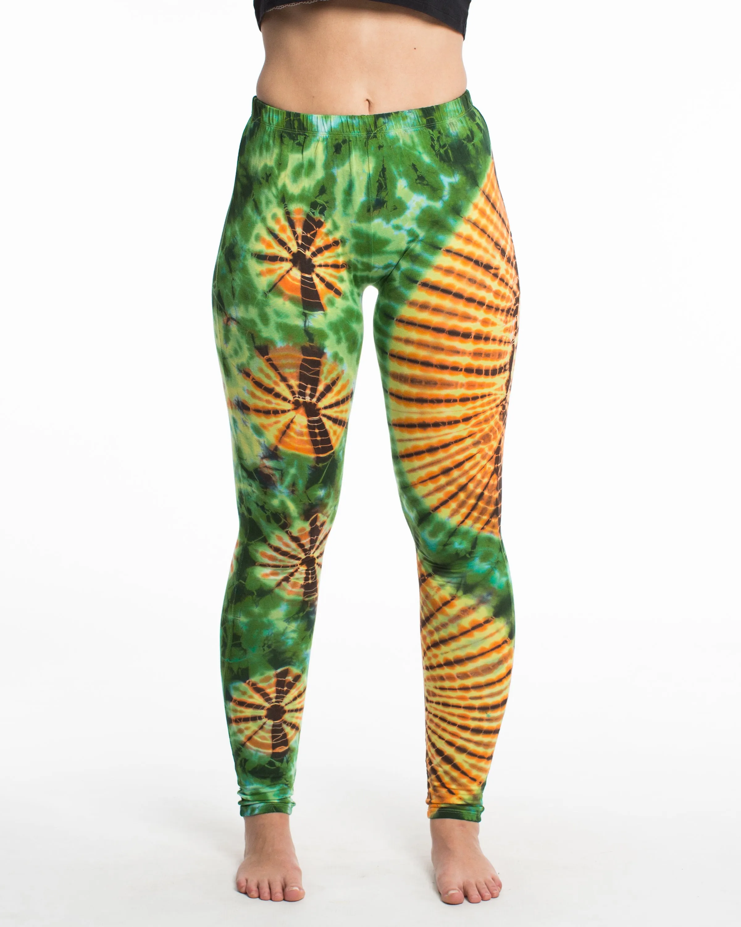 Womens Tie Dye Yoga Leggings in Green