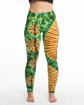 Womens Tie Dye Yoga Leggings in Green